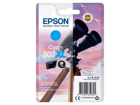 Original Epson 502XL Tintenpatrone Cyan ca. 470 Seiten 6.4 ml C13T02W24010 