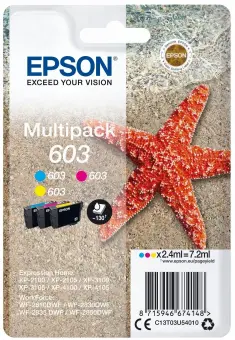 Epson 603 C13T03U54010 3 Druckerpatronen Multipack Cyan Magenta Gelb 