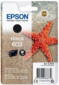 Original Epson 603 Tintenpatrone Schwarz ca. 150 Seiten C13T03U14010 