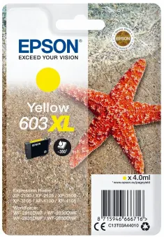 Original Epson 603XL Tintenpatrone Yellow ca. 350 Seiten C13T03A44010 