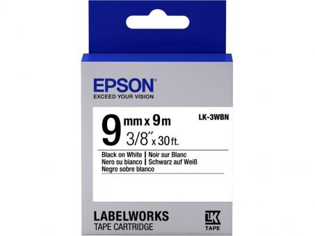 Original Epson C53S653003 Schwarz auf Weiß Schriftband LK-3WBN 9 mm x 9 m 