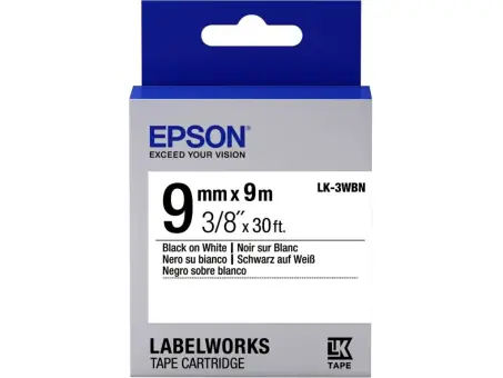 Epson C53S653003 Schwarz auf Weiß Schriftband LK-3WBN 9 mm x 9 m 