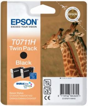 Original Epson T0711H TwinPack Schwarz 2 x T0711 Tintenpatrone 11,1 ml x2 = 22,2 ml C13T07114H10 