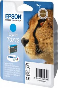 Original Epson T0712 Tintenpatrone Cyan 5.5 ml ca. 345 Seiten C13T07124012 