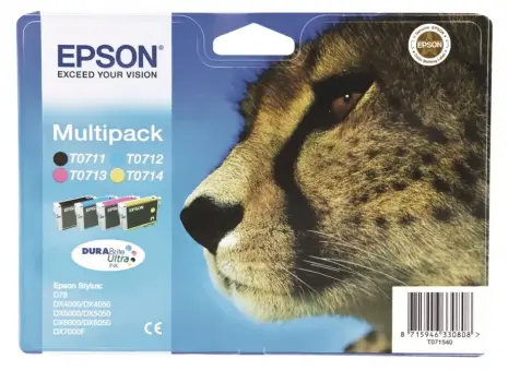 Original Epson T0715 Multipack Schwarz ,Cyan ,Magenta ,Yellow 4 Tintenpatronen: T0711 + T0712 + T0713 + T0714 C13T07154012 