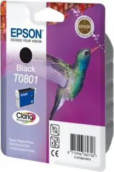 Epson T0801 C13T08014011 Druckerpatrone Schwarz 7.4 ml ca. 330 Seiten, 