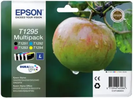 Original Epson T1295 Multipack Schwarz , Cyan , Magenta , Yellow 4 Tintenpatronen: T1291 + T1292 + T1293 + T1294 C13T12954012 
