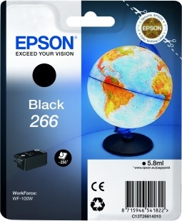 Original Epson T266 Tintenpatrone Schwarz 5.8 ml ca. 250 Seiten C13T26614010 