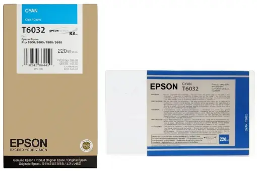 Original Epson T6032 Tintenpatrone Cyan 220 ml C13T603200 