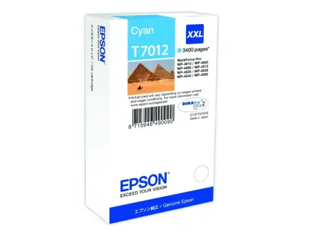 Original Epson T7012 XXL Tintenpatrone Cyan ca. 3.400 Seiten C13T70124010 