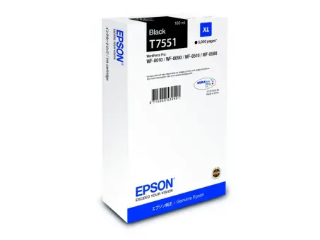 Original Epson T7551 XL Schwarz Tintenpatrone ca. 5.000 Seiten 100 ml C13T75514N 