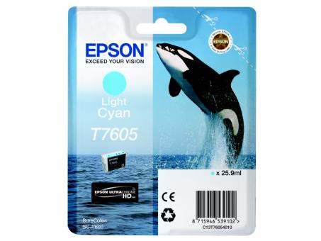 Original Epson T7605 Light Tintenpatrone Cyan 25.9 ml ca. 2400 Seiten UltraChrome HD 