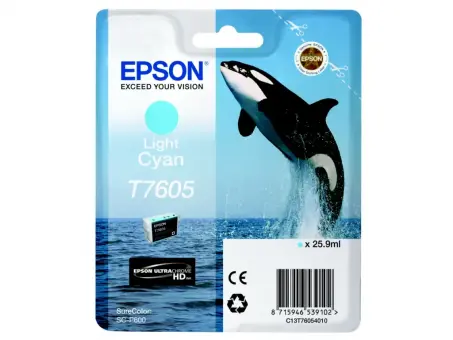 Original Epson T7605 Light Tintenpatrone Cyan 25.9 ml ca. 2400 Seiten UltraChrome HD 