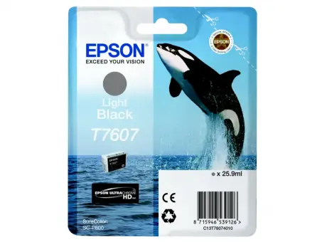 Original Epson T7607 Light Tintenpatrone Schwarz 25.9 ml ca. UltraChrome HD C13T76074010 