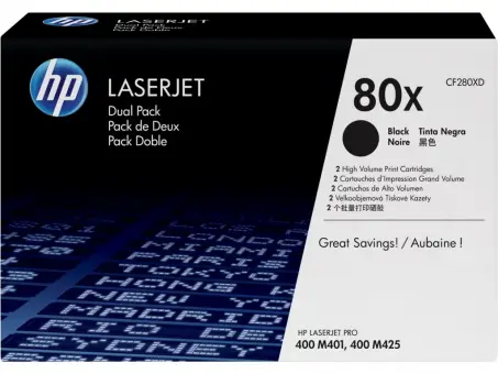Original HP80X Schwarz 2 Toner Multipack je 6.900 Seiten CF280XD 