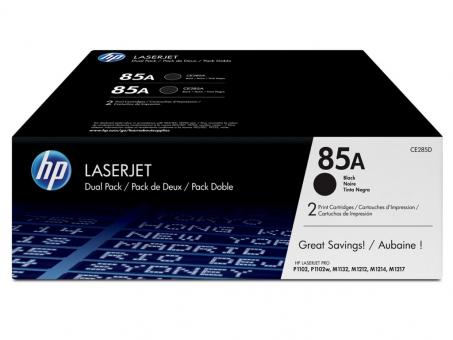 Original HP85A Schwarz 2 Toner Multipack CE285A je 1.600 Seiten CE285AD 