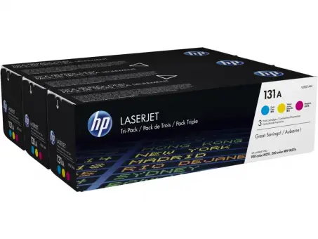 Original HP131A Cyan/Magenta/Yellow 3 Toner Multipack farben je ca. 1.800 Seiten U0SL1AM 