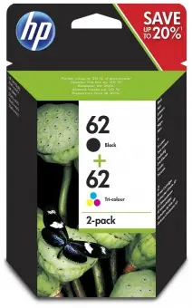 Original HP62 Schwarz/Color 2 Tintenpatronen Multipack HP62: C2P04AE + C2P06AE (N9J71AE) 