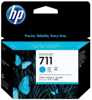 Original HP711 Cyan 3 Tintenpatronen Multipack CZ130A(HP711) CZ134A 