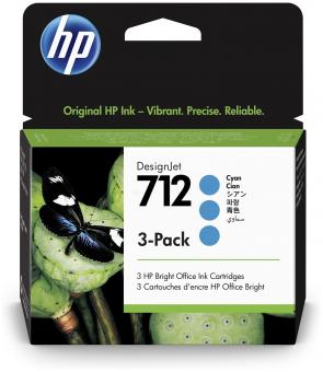 Original HP712 Cyan 3  Tintenpatrone Multipack 29ml 3ED77A 