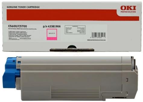 Original Oki 43381906 Toner Magenta ca. 2.000 Seiten 