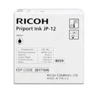 Original Ricoh 817104 Tintenpatrone Schwarz (JP12 (5-Pack) 600ml 