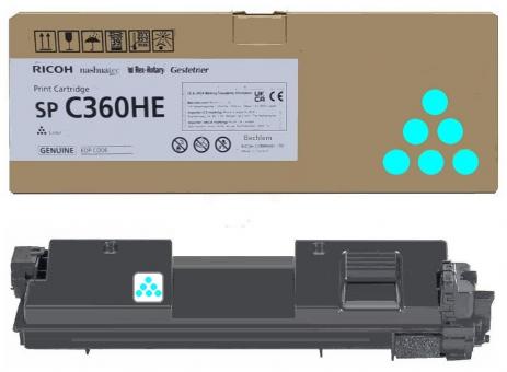 Original Ricoh SP C360HEC Toner Cyan 408185 ca. 5.000 Seiten 