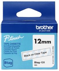 Brother Btag-131 Schriftband Schwarz auf Farblos 