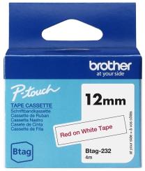 Brother Btag-232 Schriftband Rot auf Weiß 