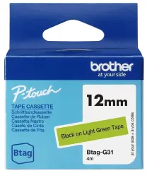 Brother Btag-G31 Schriftband Schwarz auf Grün 
