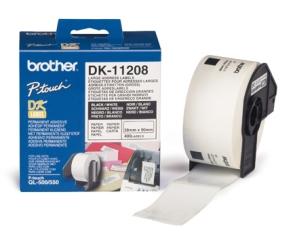 Original Brother DK-11208 Schwarz auf Weiß Etiketten Adress-Etiketten, 38x90mm Weiß 400 Et.,Rolle 