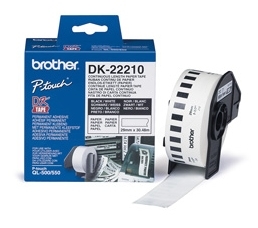 Original Brother DK-22210 Schwarz auf Weiß Etiketten endlos, 29mm x 30,48m Weiß 