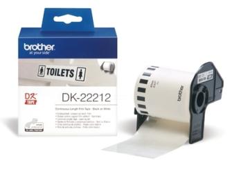 Original Brother DK-22212 Schwarz auf Weiß Etiketten endlos, 62mm x 15,24m Weiß 