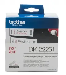 Original Brother DK-22251 Endlosetikett  Schwarz und Rot auf Weiß ,DK Schwarz Blau Weiß, Wärmeübertragung, QL-800 QL-810W QL-820NWB, 6,2 cm 