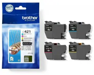 Original Brother LC421VAL Multipack Schwarz / Cyan / Magenta / Yellow LC-421 je ca. 200 Seiten 4  Tintenpatrone: LC421BK + LC421C + LC421M + LC421Y 