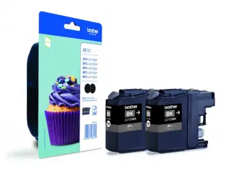 Brother LC123 LC123BKBP2DR 2 Druckerpatronen Multipack Schwarz je ca. 600 Seiten, 