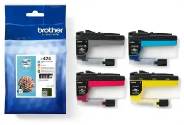 Brother LC424VAL 4 Druckerpatronen Multipack Schwarz Cyan Magenta Gelb LC424 farben je ca. 750 Seiten, 