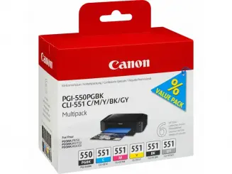 Canon PGI-550 + CLI-551 6496B005 6 Druckerpatronen Multipack Schwarz Cyan Magenta Gelb Grau 