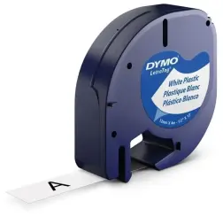 DYMO S0721660 91221 Schriftband Schwarz auf Weiß LetraTAG Kunststoffband 12mm x 4m 