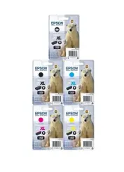 Epson 26XL T262/3 MCVP Druckerpatronen Multipack Schwarz / Schwarz (Foto) / Cyan / Magenta / Gelb  ca. 3.000 Seiten 