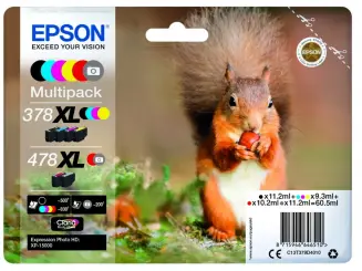 Original Epson Multipack 378XL , 478XL Schwarz , Cyan , Magenta , Yellow , Rot , Grau C13T379D4010 