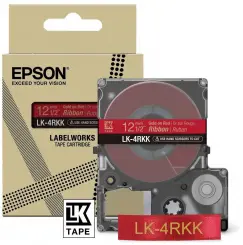 Original Epson LK-4RKK Schriftband Gold auf Rot C53S654033 Etikettenkassette, Satinband LK-4RKK Gold/Rot 12 mm (5 m) 