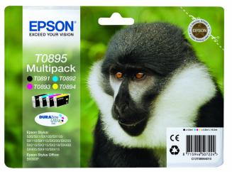 Original Epson T0895 Multipack Schwarz , Cyan , Magenta , Yellow 4  Tintenpatrone: T0891 + T0892 + T0893 + T0894 C13T08954010 