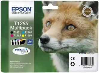 Original Epson T1285 Multipack Schwarz , Cyan , Magenta , Yellow 4  Tintenpatrone T1281 + T1282 + T1283 + T1284 C13T12854012 