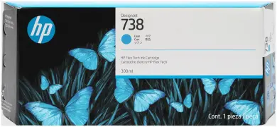 Original HP738 Tintenpatrone Cyan 300 ml 676M6A 