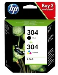 Original HP304 Schwarz/Color 2  Tintenpatrone Multipack Schwarz ca. 120 Seiten Color ca. 100 Seiten HP304: N9K06AE + N9K05AE (3JB05AE) 