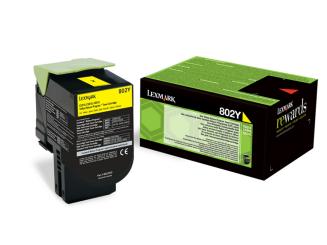 Original Lexmark 80C20Y0 Toner Yellow 802Y ca. 1.000 Seiten Rückgabe-Druckkassette 